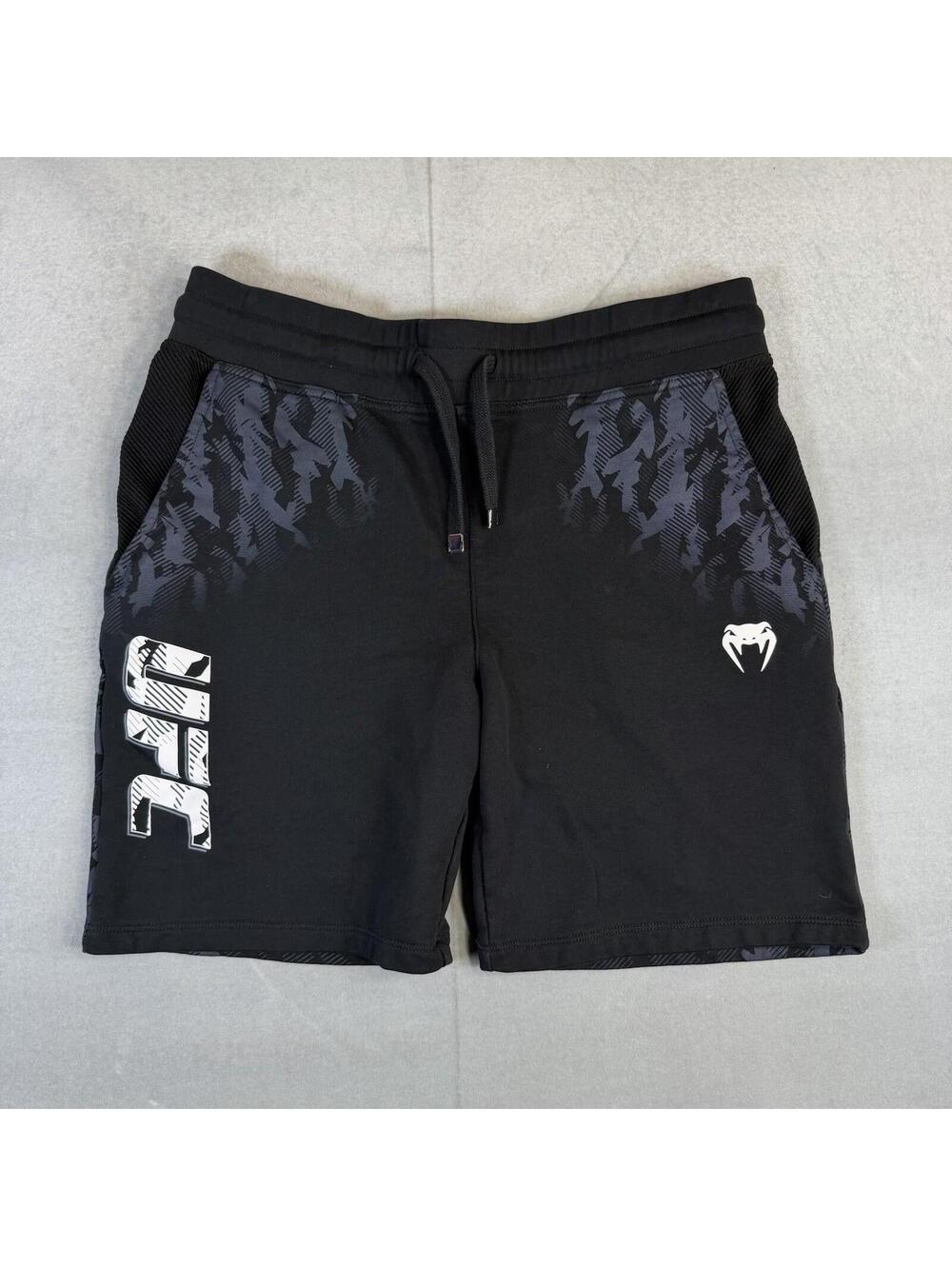 UFC Venum Sweatshorts Mens XL Black Camo Training Gym Drawstring Pockets
